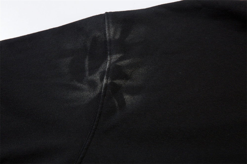 Distressed Dirty Inkjet Design Casual Punk Hooded Pullover Tops