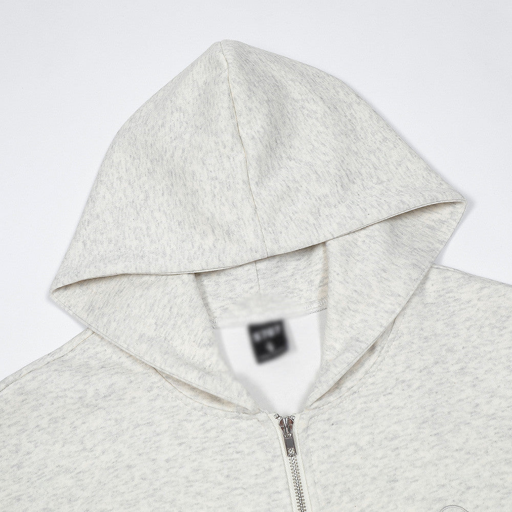Two-way Zipper Solid Color Hooded Sweater