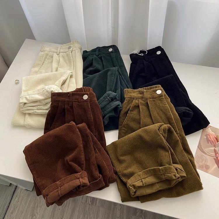 Suit Pants Women's High Waist Corduroy Slimming