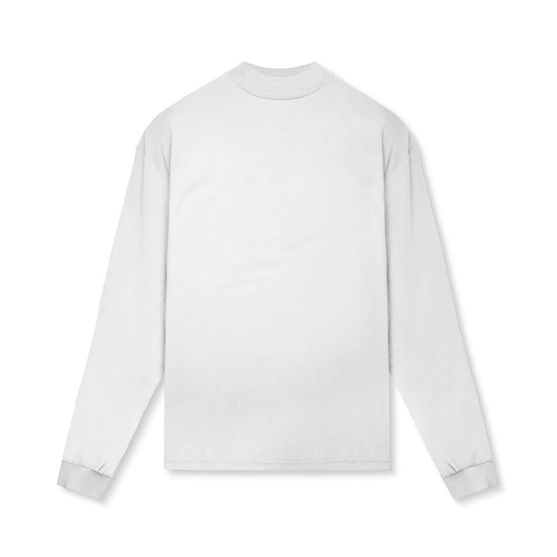 Men's Small Turtleneck Long-sleeved Shirt T-shirt Full Color Casual Fitness Drop Shoulder Top