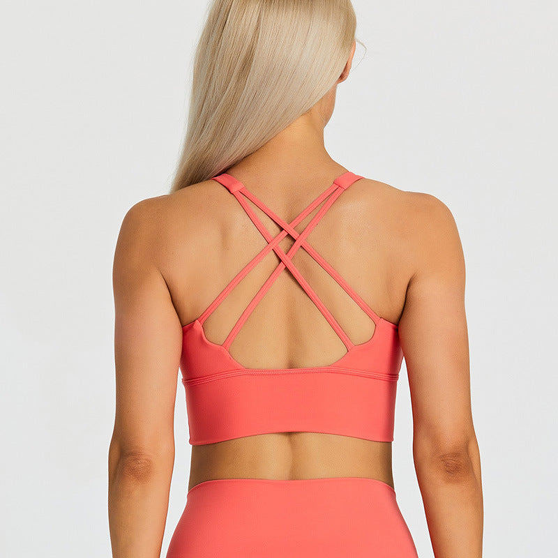 Fitness Bra With Chest Pad Cross Beauty Back Exercise Underwear
