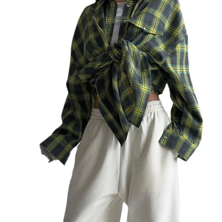 Retro Style Versatile Loose Plaid Long Sleeve Shirt
