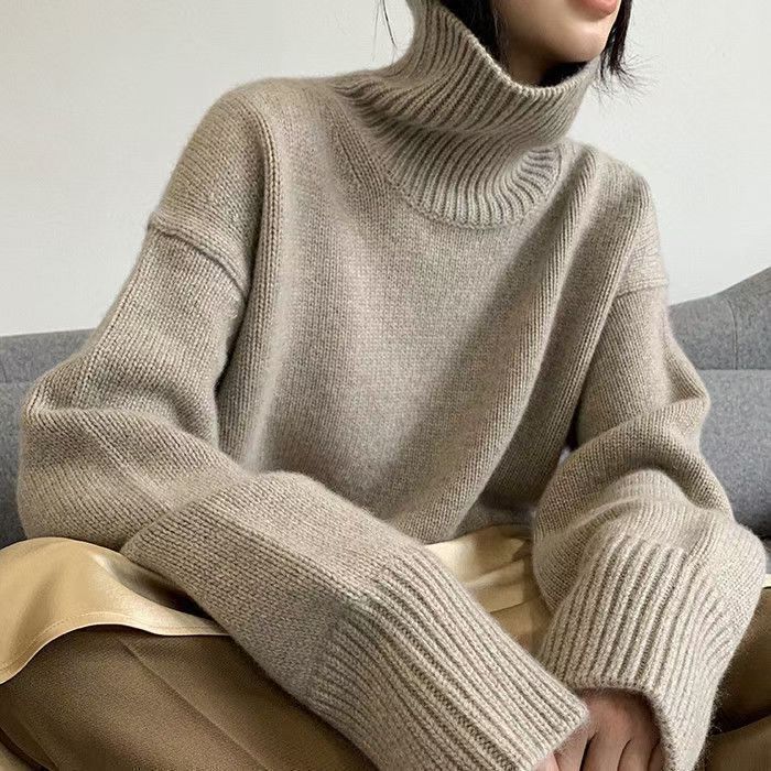 Women's Turtleneck Sweater Pullover Loose Base