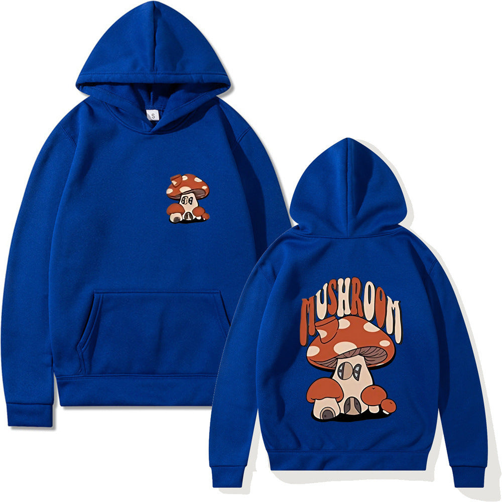 Printed Mushroom Top Men's And Women's Casual Loose-fitting Hoodie Sweater