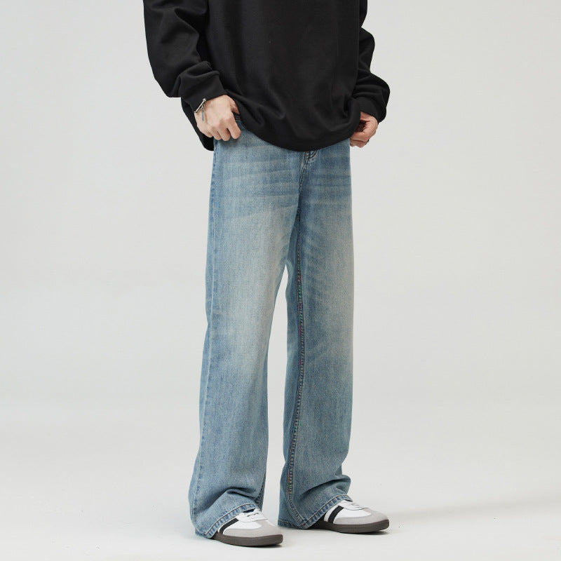 Washed Light Blue Skinny Jeans For Men