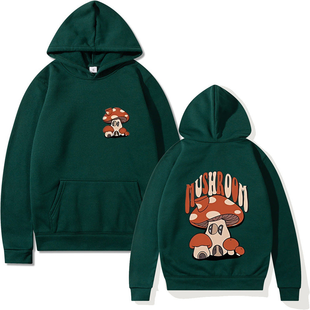 Printed Mushroom Top Men's And Women's Casual Loose-fitting Hoodie Sweater