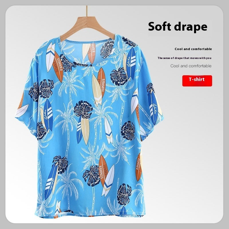 Men's Cotton Short Sleeve Artificial Cotton Plus Size Loose Top