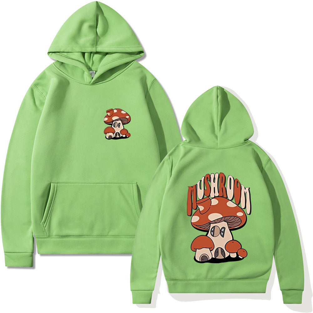 Printed Mushroom Top Men's And Women's Casual Loose-fitting Hoodie Sweater