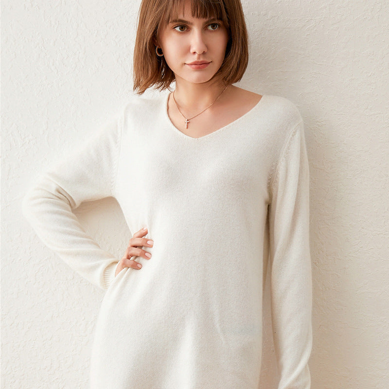 Mid-length Outerwear Loose And Lazy Style Knitted Top Bottoming Shirt