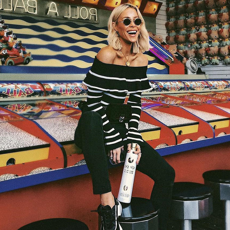 Women's Long Sleeve Pullover Top Striped Ruffles