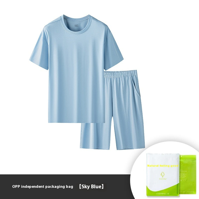 Men's Solid Color Round Neck Short Sleeves Shorts Suit