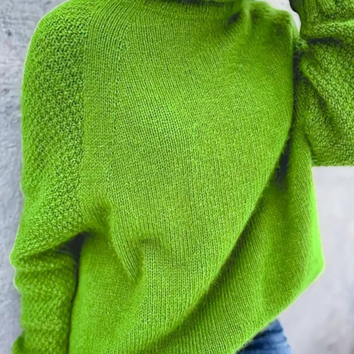 Solid Color High Collar Loose Pullover Long Sleeve Sweater