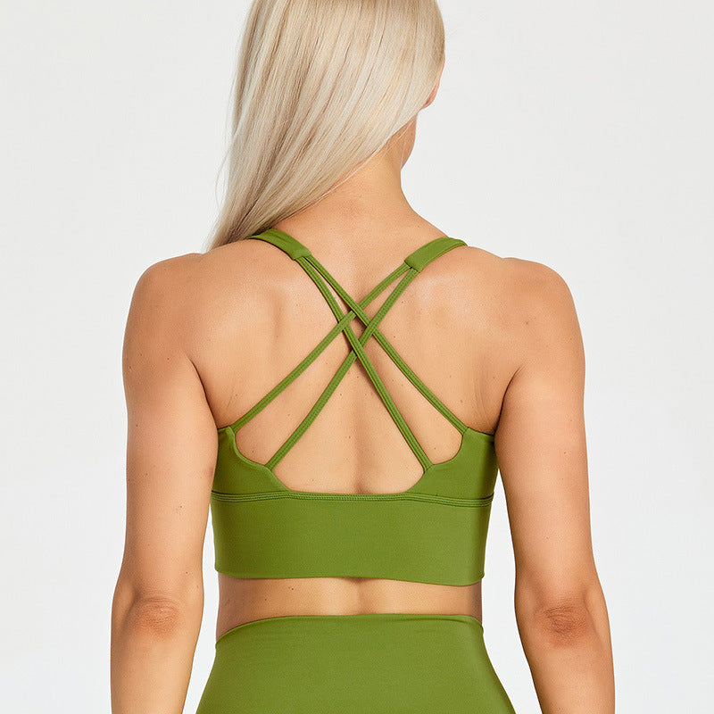 Fitness Bra With Chest Pad Cross Beauty Back Exercise Underwear