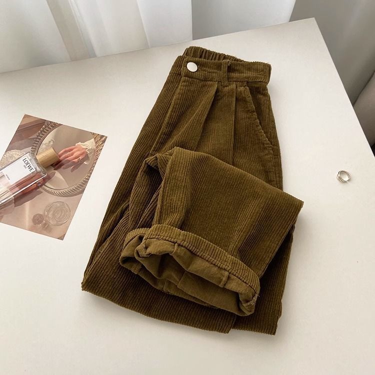 Suit Pants Women's High Waist Corduroy Slimming