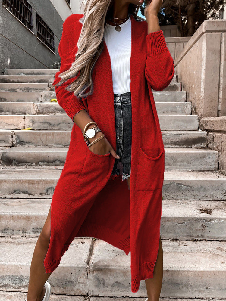 Knitted Long Loose-fitting Women's Coat