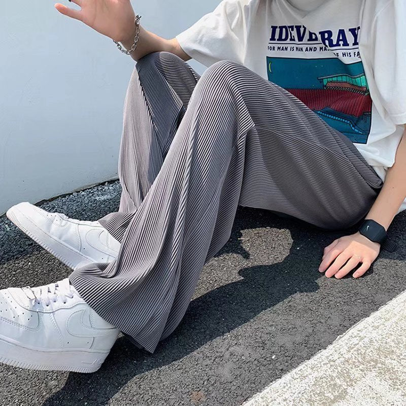 Casual Pleated Straight Hong Kong Style Thin Wide-leg Pants