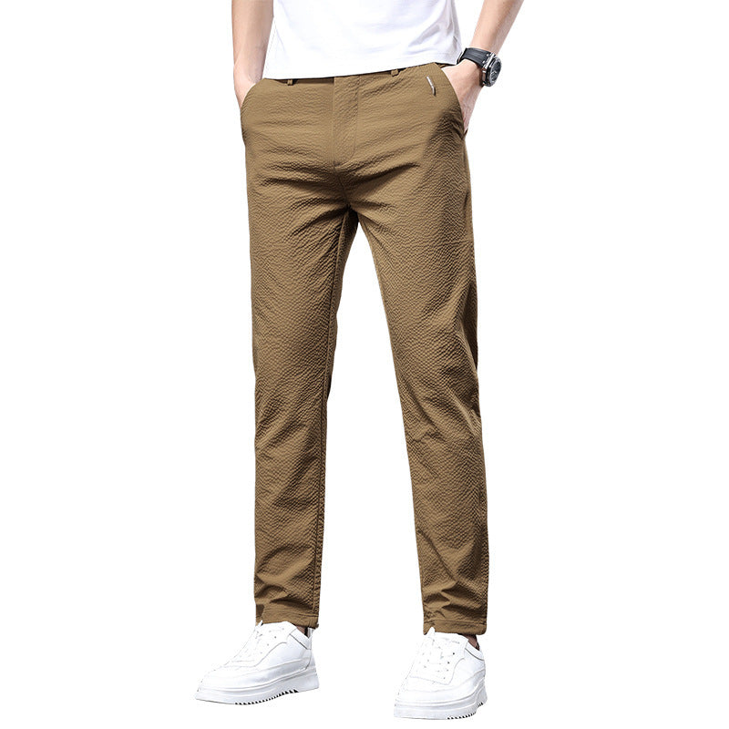 Men's Ice Silk Trendy Slim Straight High-end Business All-match Casual Pants