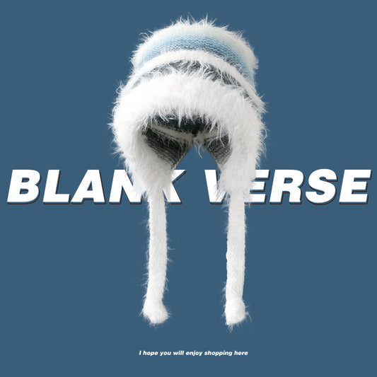 Autumn And Winter Lace-up Ear Protection Knitting Slipover Woolen Cap Japanese Style