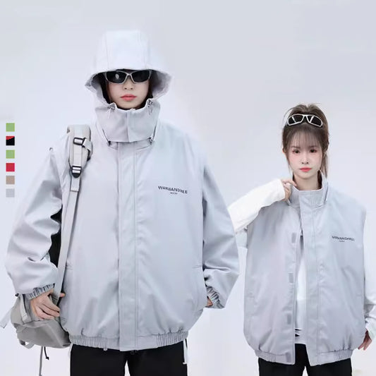 Detachable Sleeve Hooded Jacket Coat