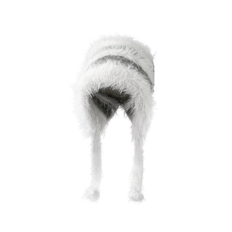 Autumn And Winter Lace-up Ear Protection Knitting Slipover Woolen Cap Japanese Style