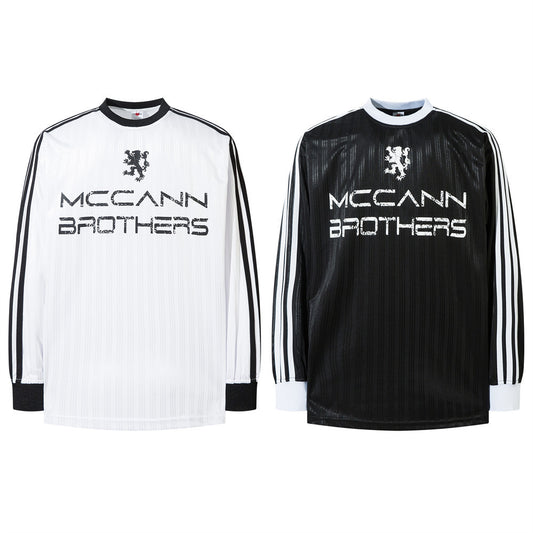 European And American Letters Loose-fitting Striped Long Sleeves T-shirt Men