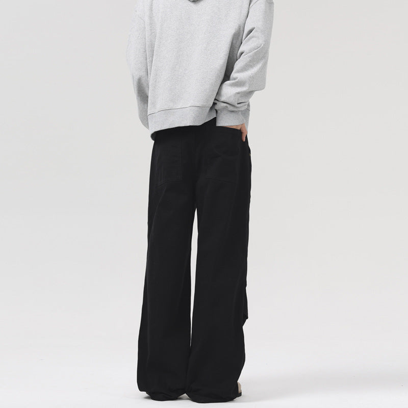 Pleated Straight Cargo Men's Street Cotton Loose Casual Trousers