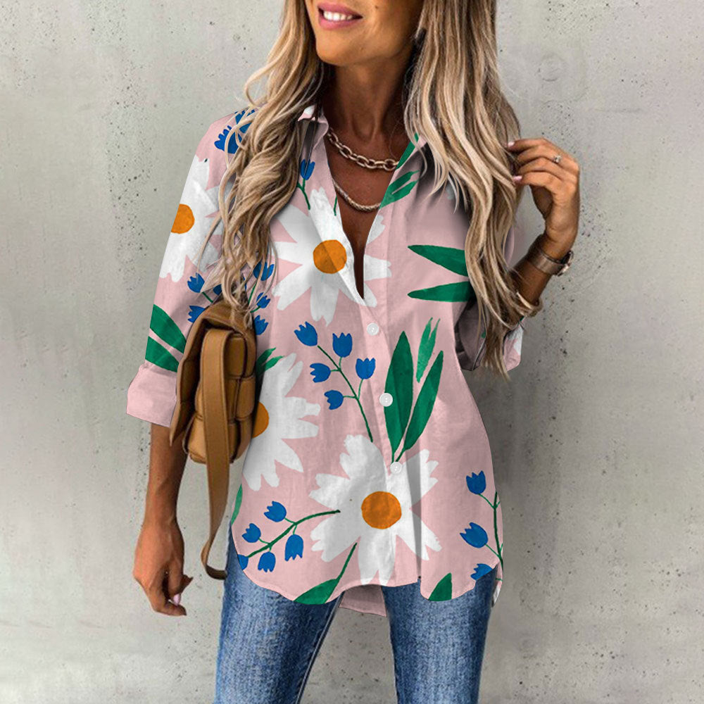 Women's Casual Digital Printing Large Upper Garment Shirt