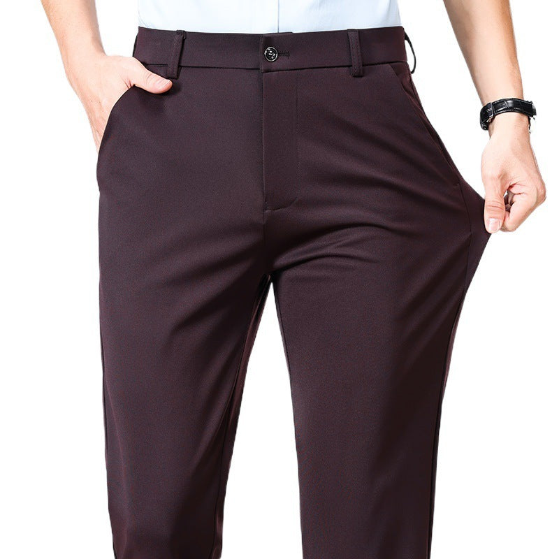 Men's Four-sided Elastic Ice Silk Trousers High Waist Breathable
