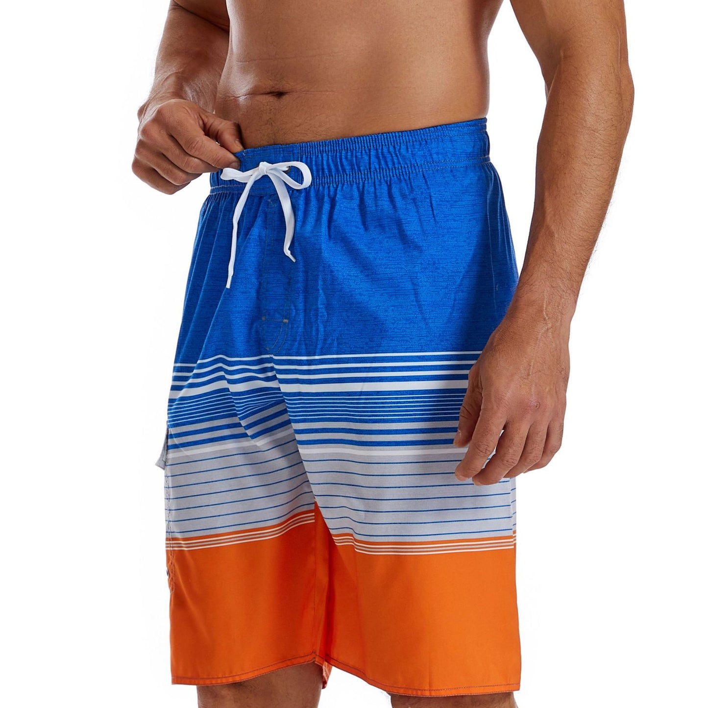 Gradient Men's Beach Pants Blue Stripe Sports Short-length Pants Waterproof Pants