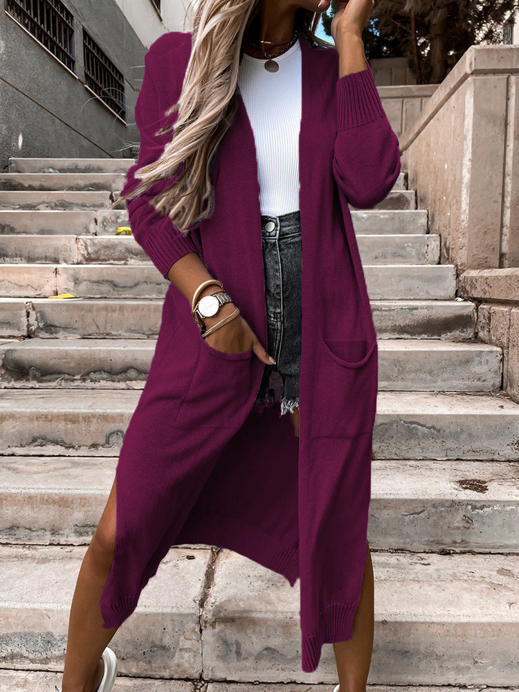 Knitted Long Loose-fitting Women's Coat