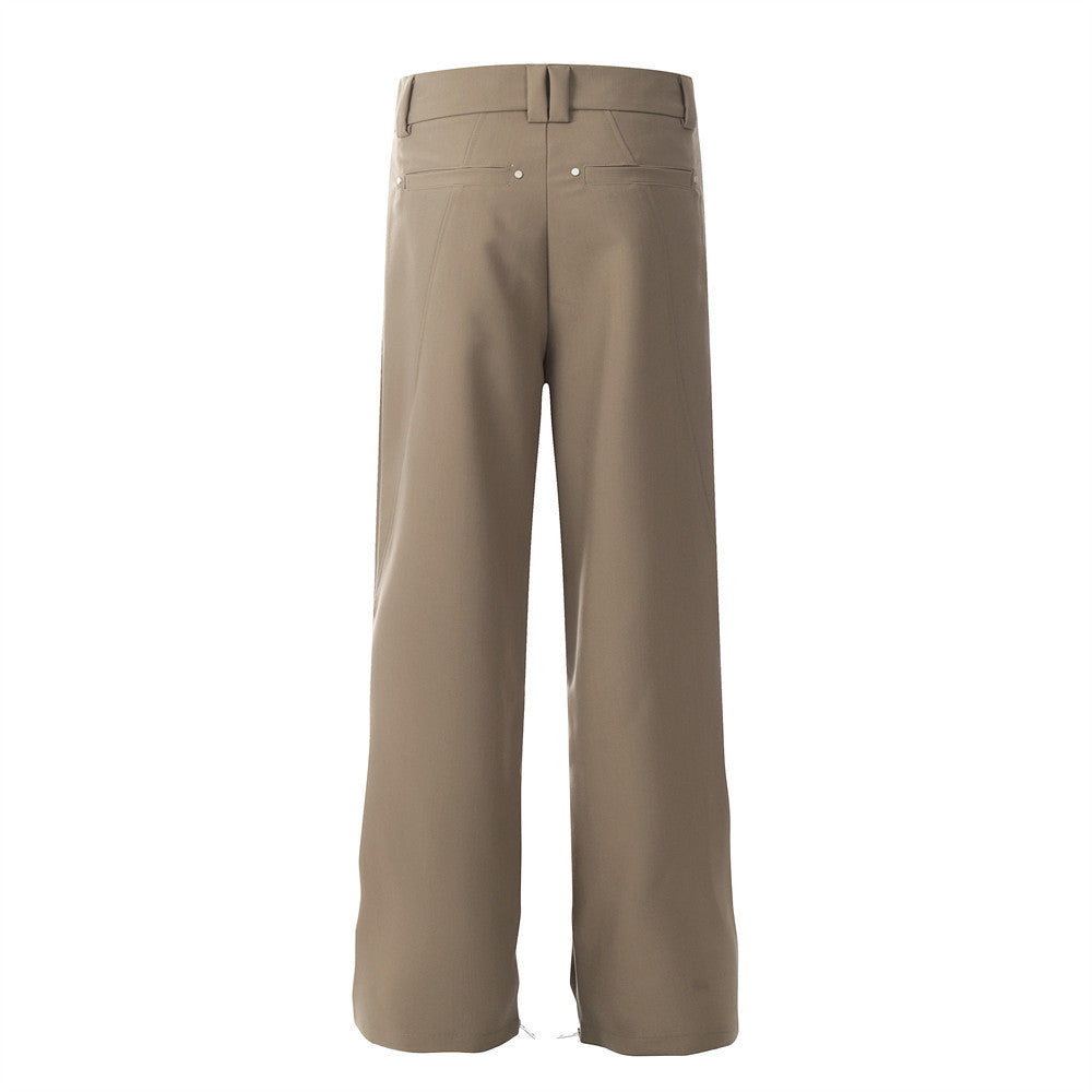 Men's Loose Solid Color Leg Zipper Bootcut Trousers