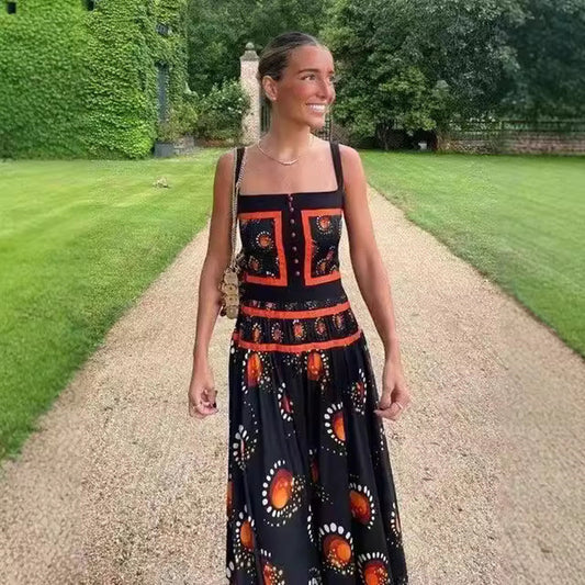 Women's Clothing Positioning Printing Slip Dress