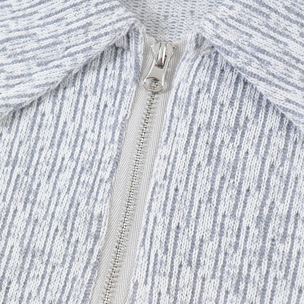 Long Sleeve Knitted Polo Shirt Men's Spring And Autumn Casual Bottoming Shirt