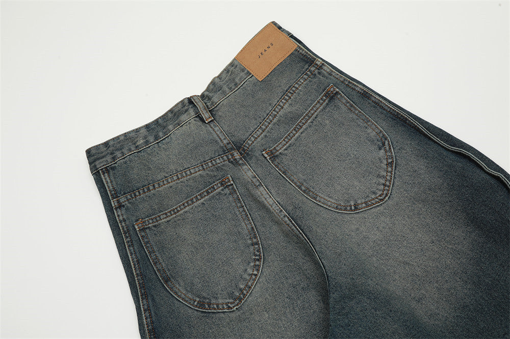 American-style Side Stitching Washed Jeans