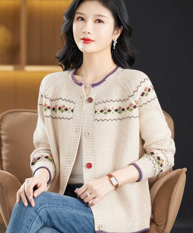 Knitted Cardigan Round Neck Short Loose Sweater