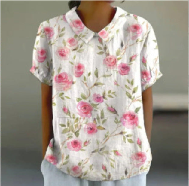 Loose Printed Crew Neck Casual Plus Size Pullover Women's Clothing