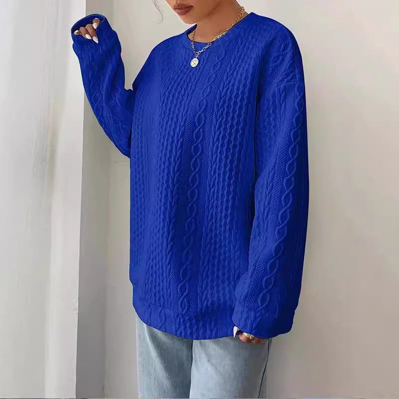 Women's Casual And Comfortable Jacquard Round Neck Sweater