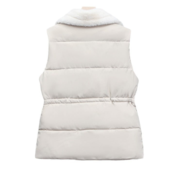 Thick Thermal Vest Korean Style Mid-length Versatile Solid Color