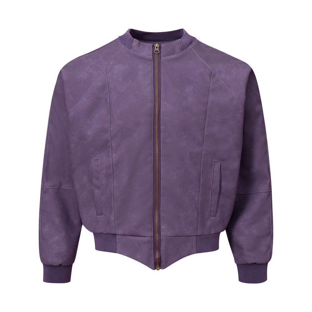 Motorcycle Leather Clothing Men's Bat Sleeve Design Sense Baggy Coat