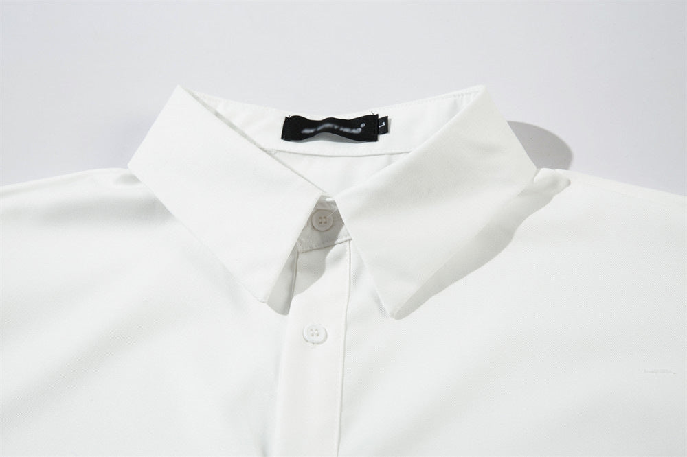 Irregular Pleated Long-sleeved Shirt For Men, Handsome And Loose