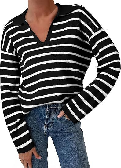 College Style Striped Knitted Striped Long Sleeve