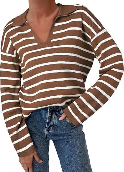 College Style Striped Knitted Striped Long Sleeve