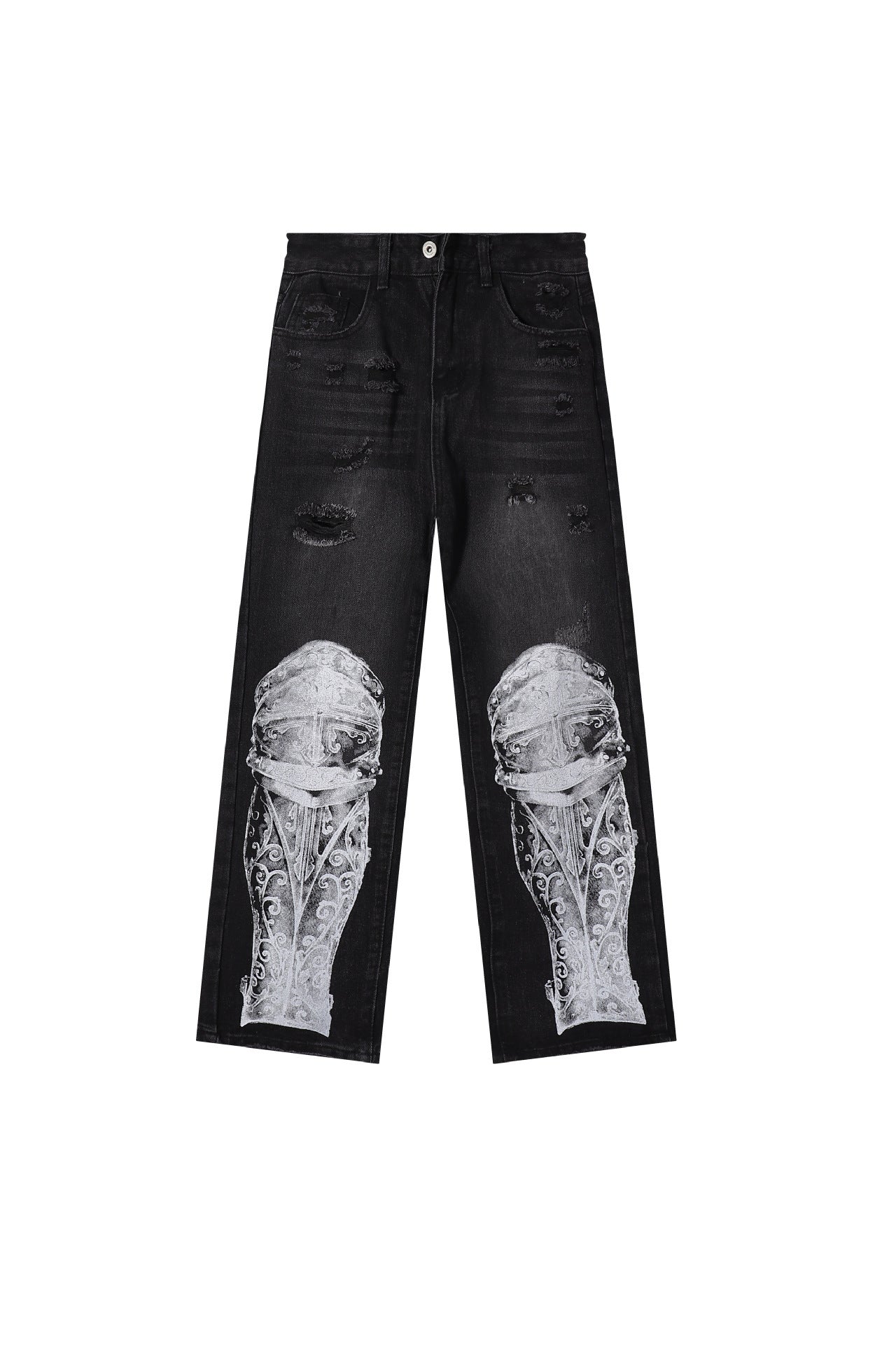 High Street Ripped Cool Washing Denim Trousers