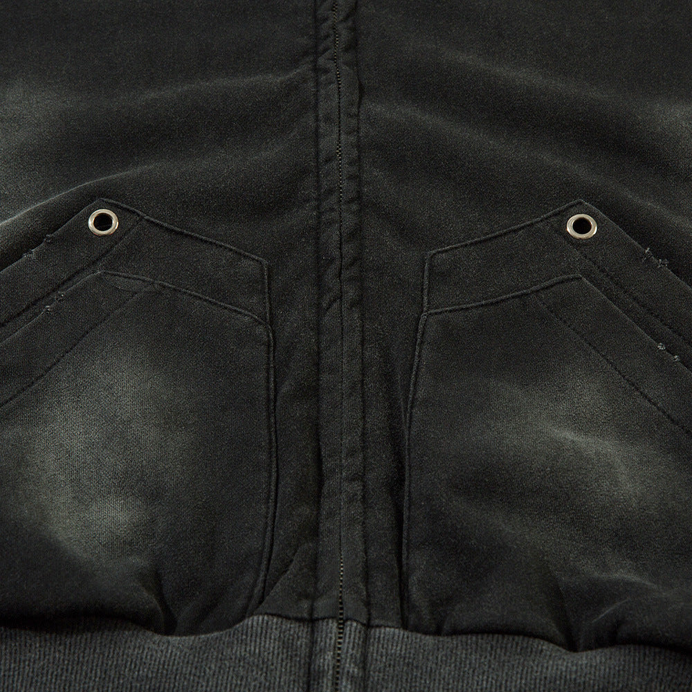 Punk Worn-out Loose Zip Sweater