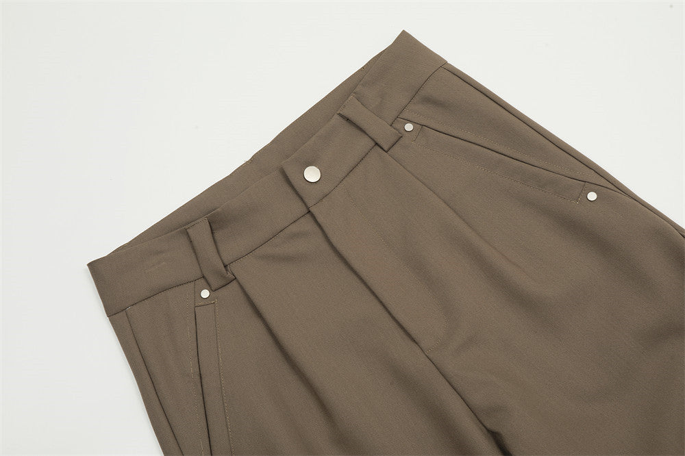 Men's Loose Solid Color Leg Zipper Bootcut Trousers