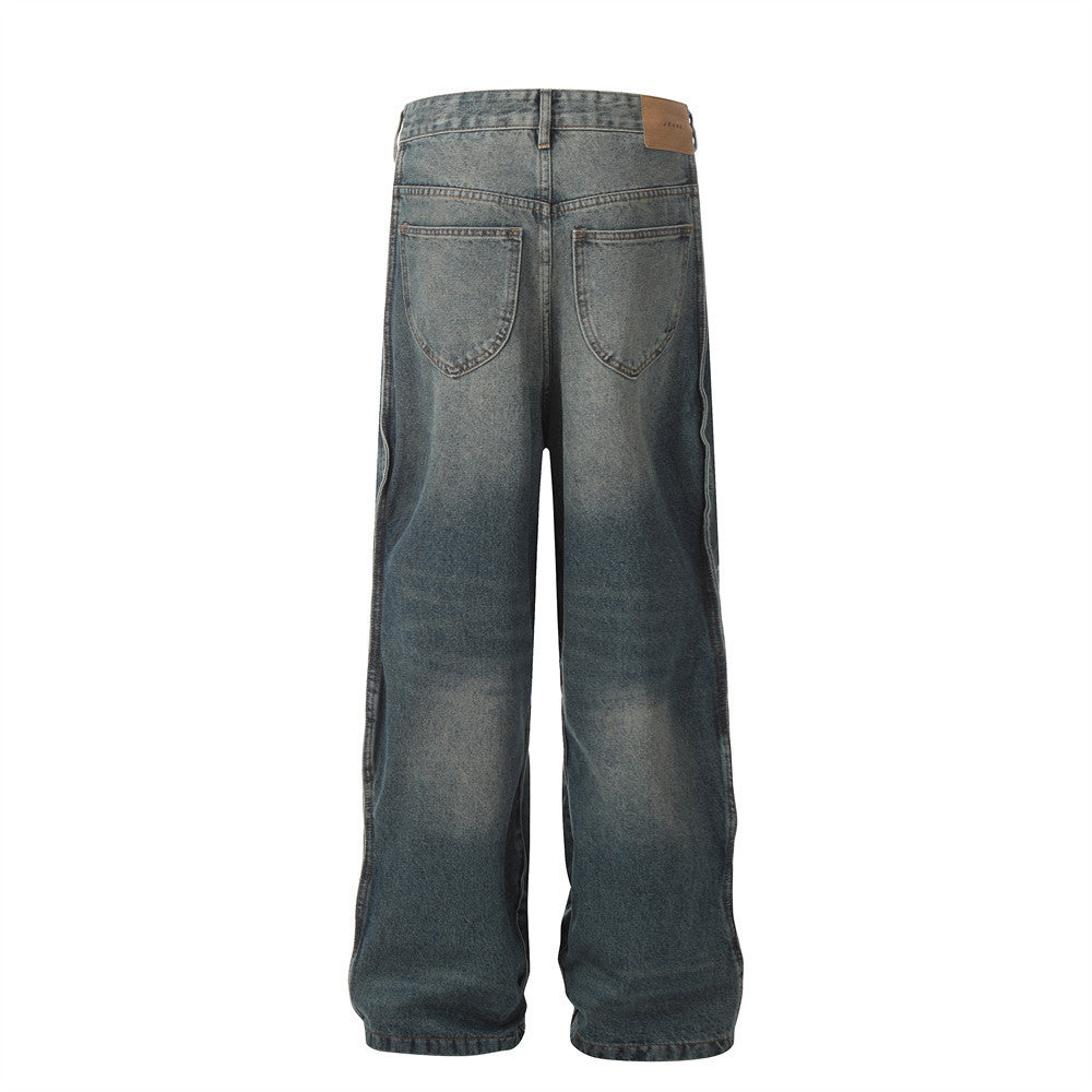 American-style Side Stitching Washed Jeans
