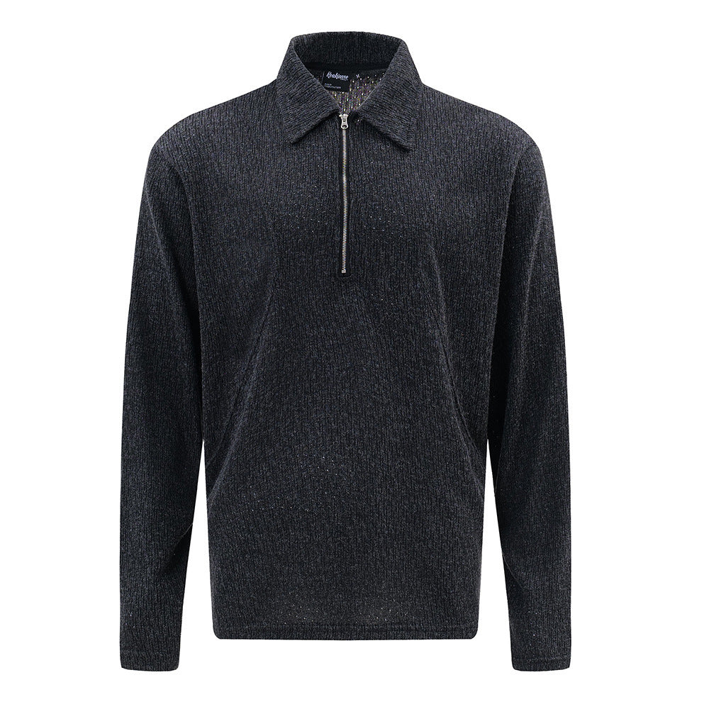 Long Sleeve Knitted Polo Shirt Men's Spring And Autumn Casual Bottoming Shirt