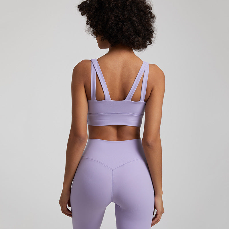 Nude Feel Sports Vest Workout Top Outer Wear Spaghetti Strap Bra