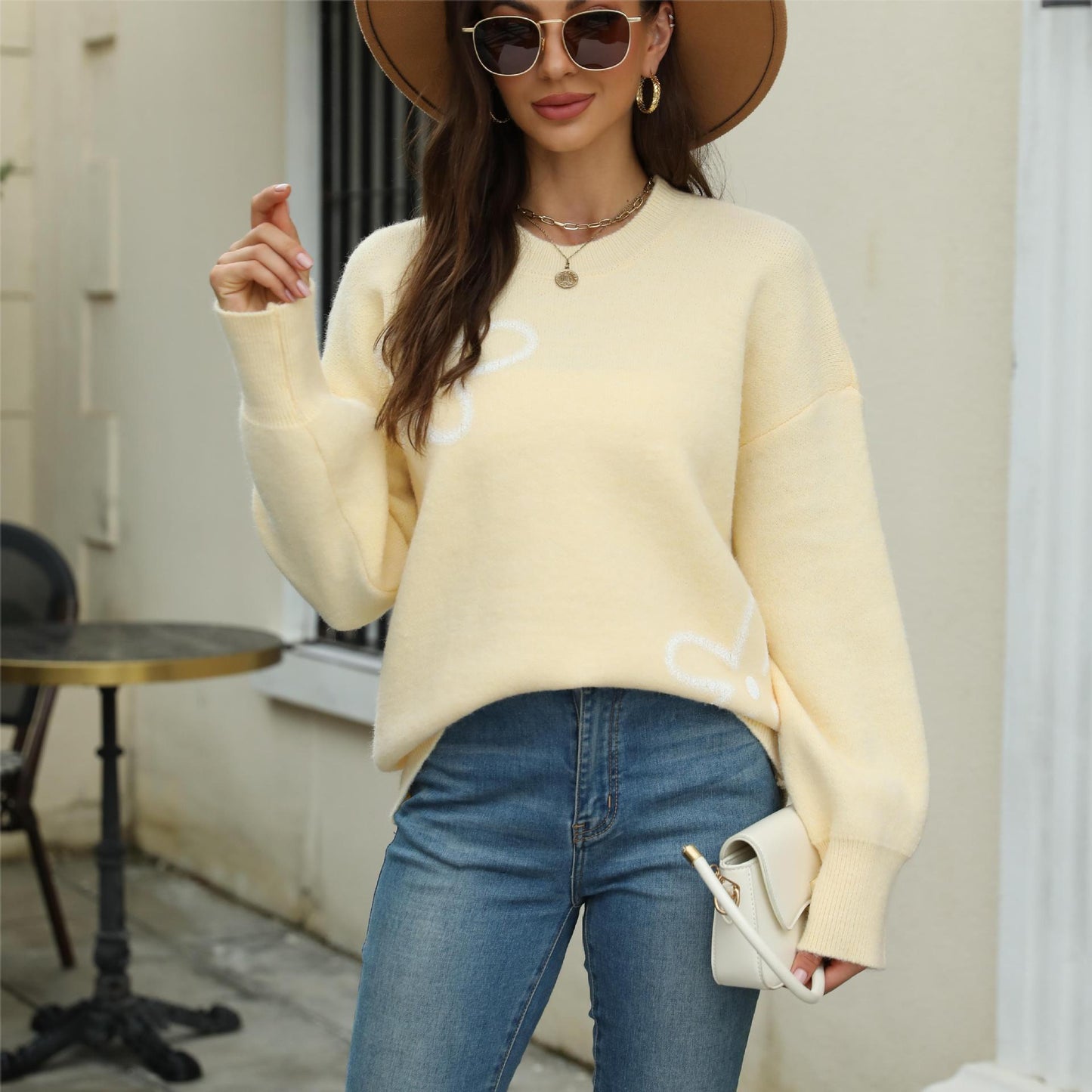Sweaters Women's Clothing Printed Pullover Flower Shirt