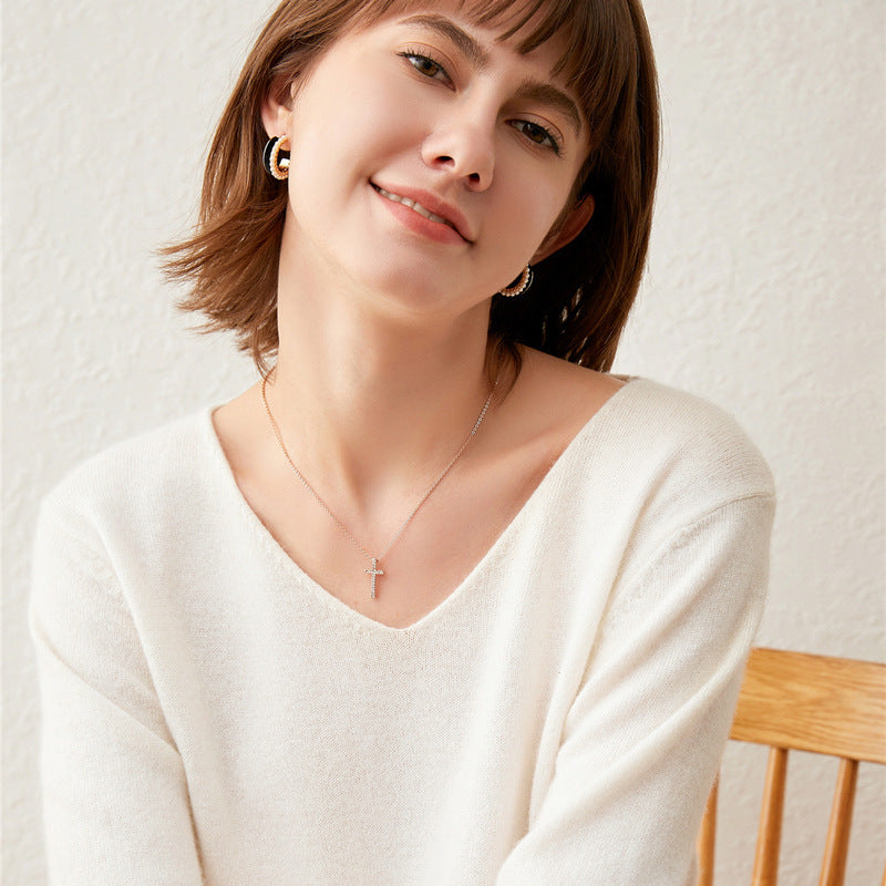 Mid-length Outerwear Loose And Lazy Style Knitted Top Bottoming Shirt